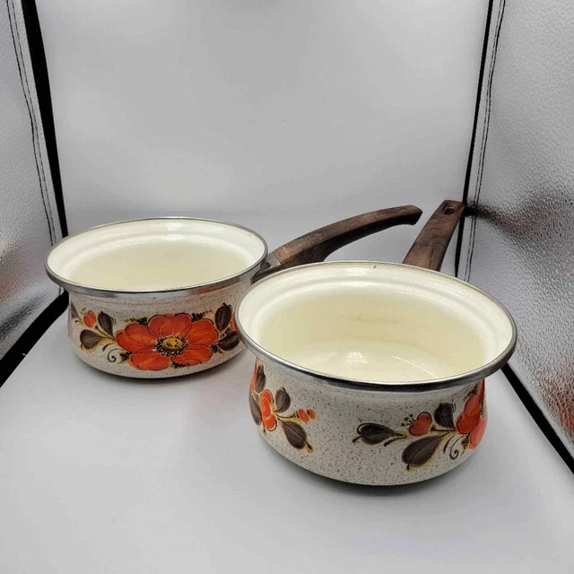 Sartén de esmalte SankoWare Showpans vintage - juego de 2