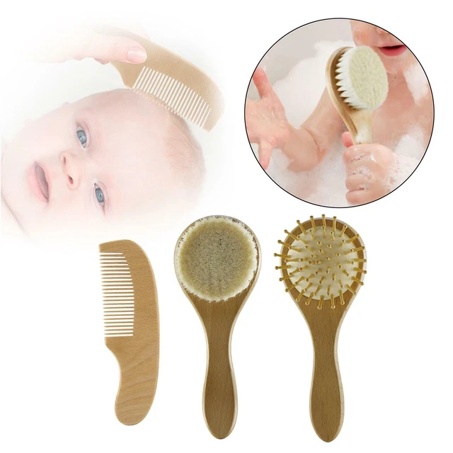 3 pièces en bois brosse à cheveux peigne coussin d'air peigne pour épais