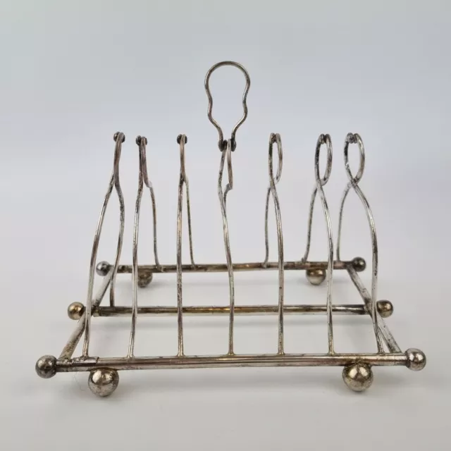 Unusual Antique Silver Plated Folding Collapsible 6 Division Toast Rack Damaged 2
