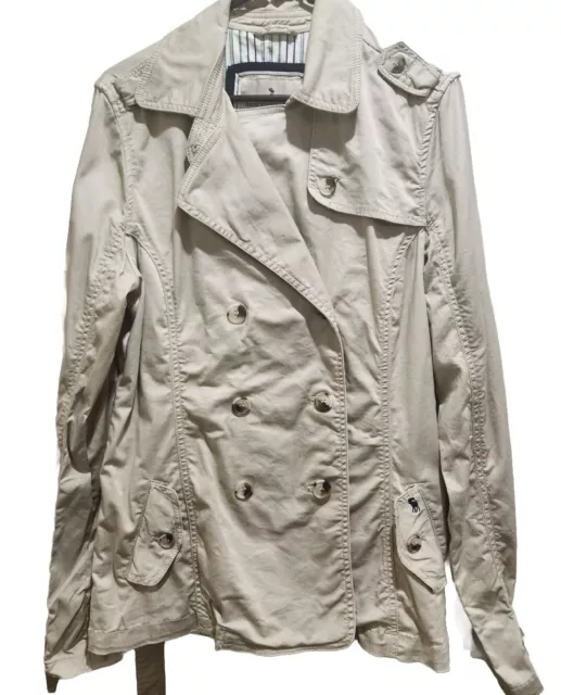 Classic Abercrombie & Fitch TRENCH Coat Jacket Size Large Biege