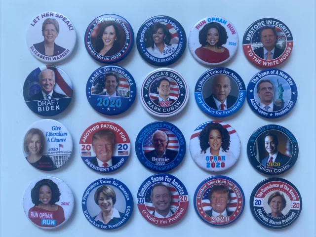 20 Different 2020 Presidential Campaign Republicans Democrats 2.25" Buttons