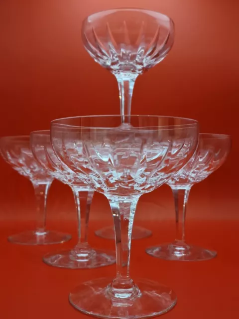 Set of 6 Stuart Crystal " Monaco" Tall Sherbet/Champagne Glasses Signed