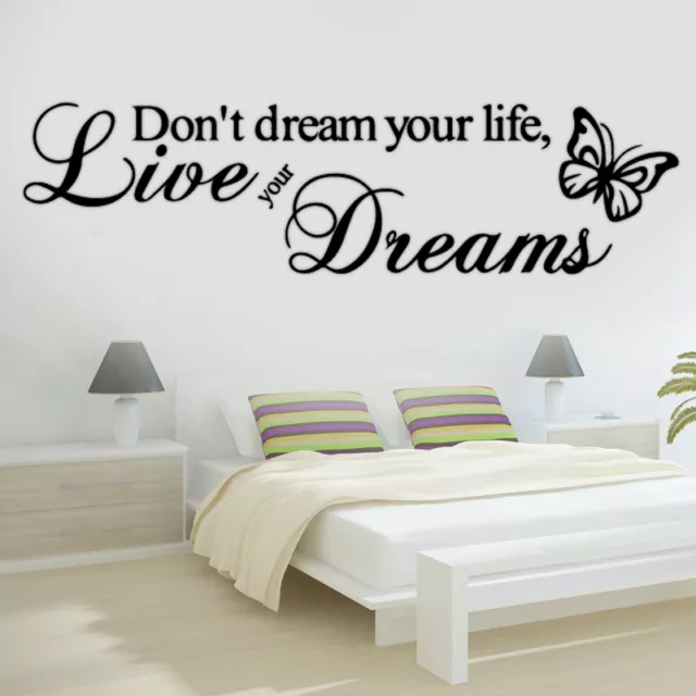 Sweet Dreams Butterfly Vinyl Wall Sticker Quote | Bedroom Mural Decor Decal UK