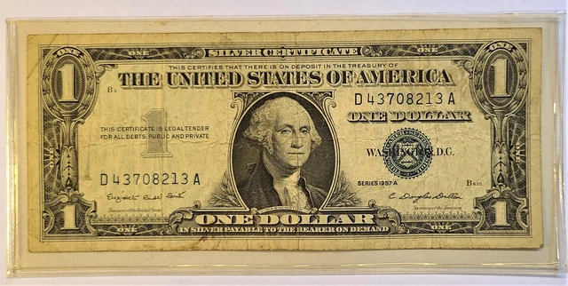1957 A One Dollar Blue Seal Note Silver Certificate