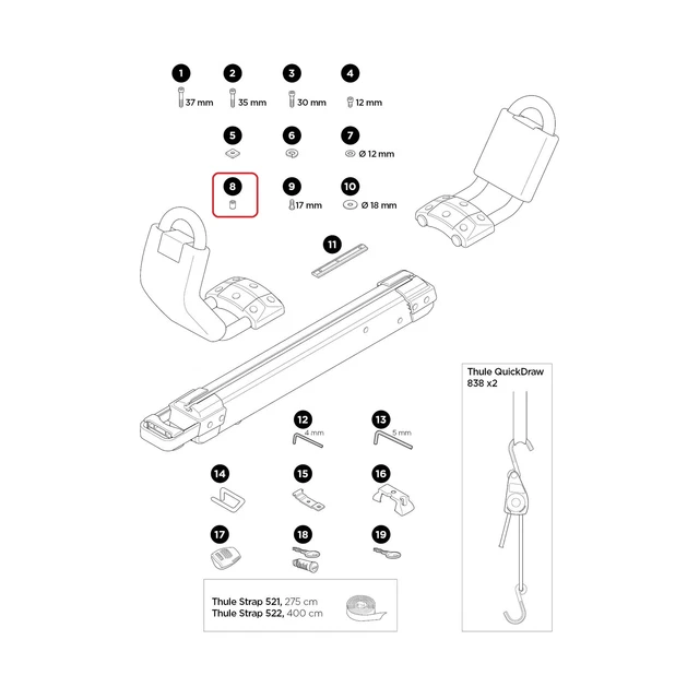 Thule dado rotondo 898 per Hullavator Pro 52639