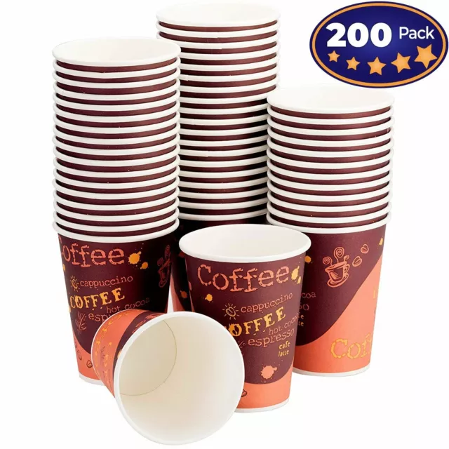 [200 Pack] Disposable 12 Oz Paper Coffee Cups Set Cafe Design by Avant Grub