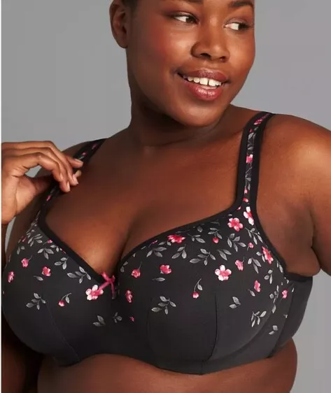 CACIQUE LANE BRYANT Smooth Lightly Lined Balconette Bra Black Floral 38DD  NEW $23.99 - PicClick