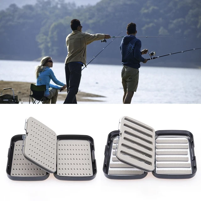 Boîte de pêche à la mouche à trois côtés étanche pour ranger les mouches (insert éponge-15,3 x 10,4 x 4,1 cm Boîte de pêche à la mouche à trois côtés étanche pour ranger les mouches (insert éponge-15,3 x 10,4 x 4,1 cm