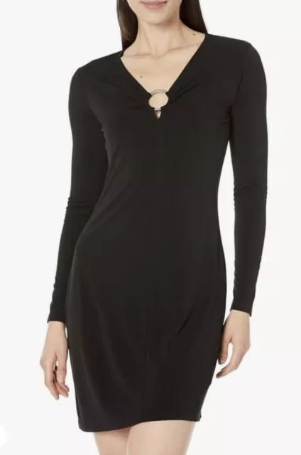 MICHAEL Michael Kors Women's Cut-Out Long-Sleeve Dress Black US Small