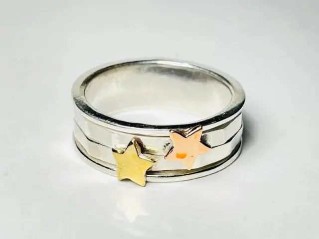 Star Spinner Ring, Silver Band Star Ring, Handmade Meditation Ring