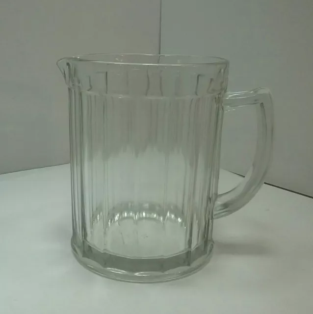 Vintage Hazel Atlas Heavy Clear Glass Paneled Pitcher 6.25" Tall x 5" Dia