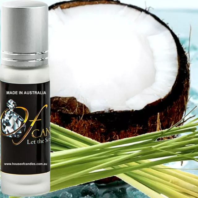 Coconut Lemongrass Premium Scented Roll On Perfume Fragrance Oil Hand Poured