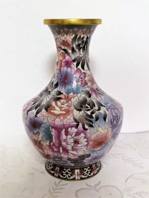 Große Vase Cloisonne Messing emailliert