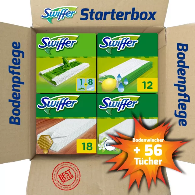 Swiffer Starterbox Bodenwischer + 56 trockene und feuchte Wet Boden- Wischtücher