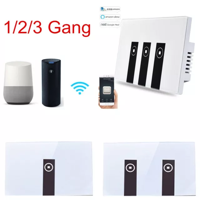 1~4Gang Touch Screen Switch eWelink Wall Light Glass Panel WiFi Smart Control US