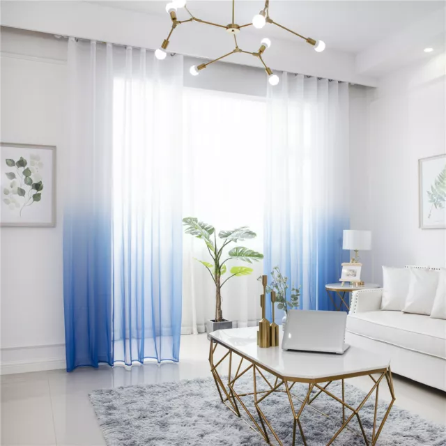 Topfinel Gradient Color Sheer Bedroom Kitchen Grey Window Curtains With Eyelet