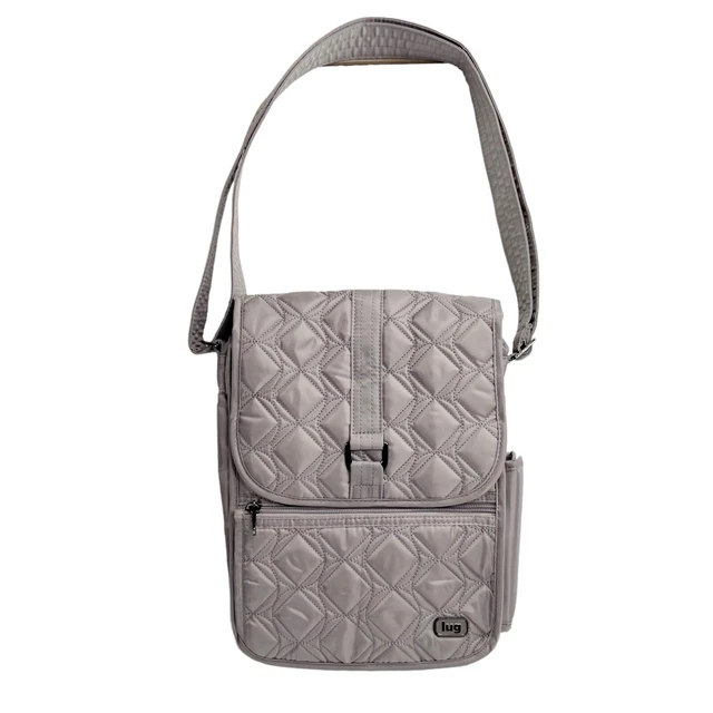 Lug Moped Deluxe Quilted Day Pack Crossbody Purse Bag Pearl Gray RFID Protected