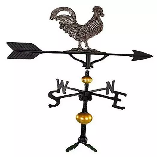 32-Inch Deluxe Weathervane with Swedish Iron Rooster Ornament