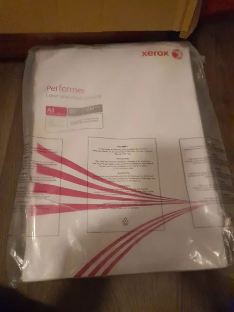 A3 XEROX PERFORMER 80 GSM LASER COPIER & INKJET PAPER 500 Sheets.package Damage