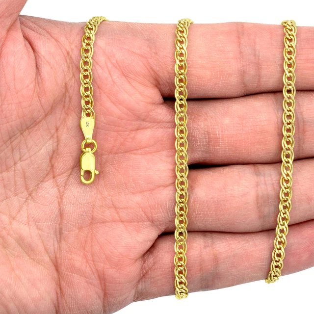 10K Yellow Gold 3.5mm Double Cuban Curb Link Chain Necklace 16"- 26" Hollow