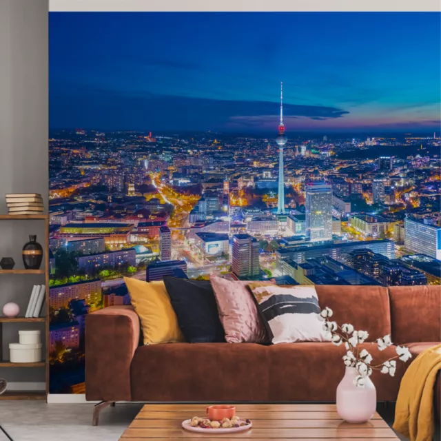 VINYL Fototapete XXL TAPETE Schlafzimmer Berlin Zetrum in der Nacht 2629