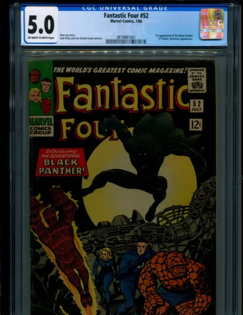 Fantastic Four #52 Marvel 1966 Stan Lee 1st Appearance Black Panther CGC 5.0