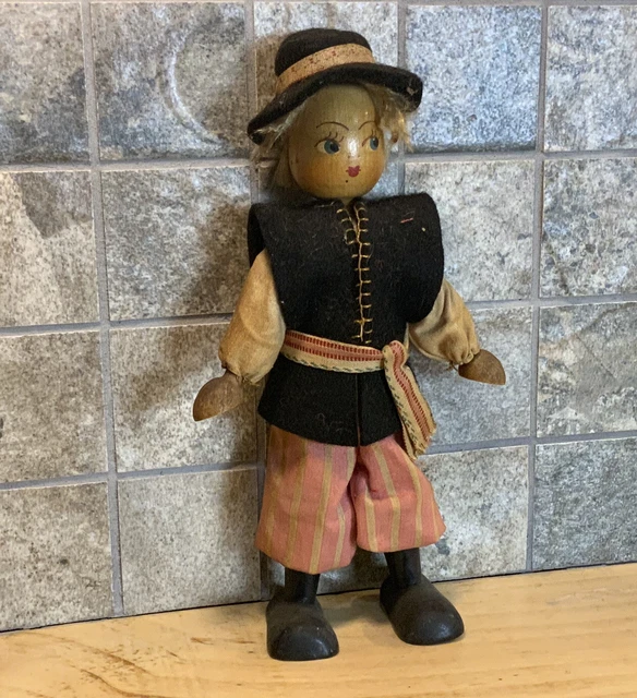 Traditional Vintage Joli Wooden Polish Peg Doll Handmade in Poland ~Blond Hair