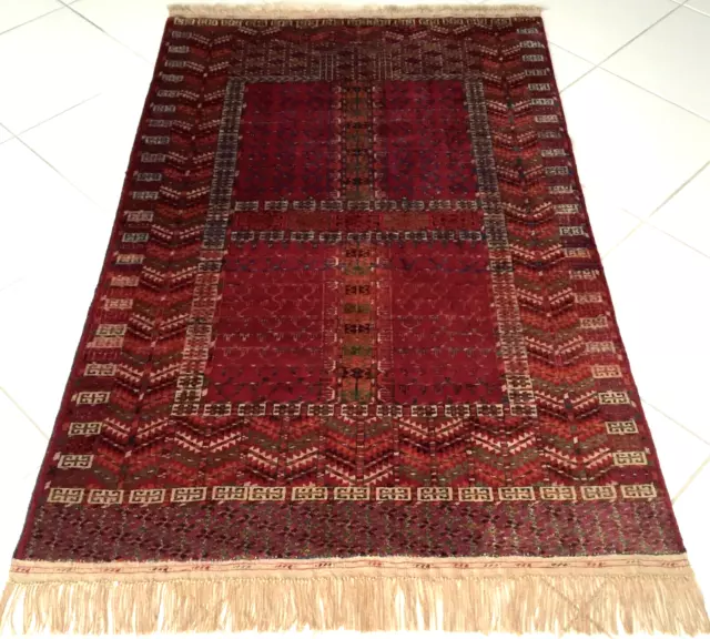 Russi Tekke Turkmen Teppich Hatschlu Alte Rot Handgeknüpft Russia Rug Carpet