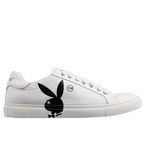 Philipp Plein X Playboy Low-Top Lapin Imprimé Baskets Blanc Noir 08338
