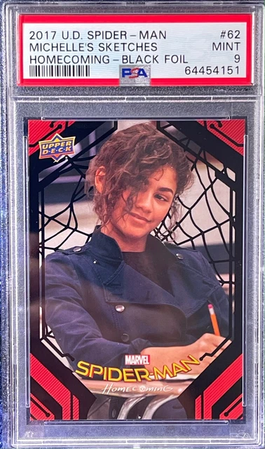 Zendaya as Michelle 2017 UD Marvel Spider-Man #62 Black Foil /49 Rookie RC PSA 9
