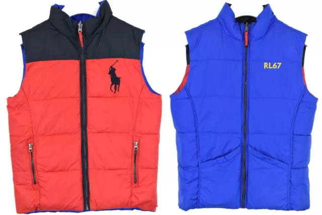 POLO RALPH LAUREN Waistcoat Boy's MEDIUM Reversible Padded Quilted Full Zip