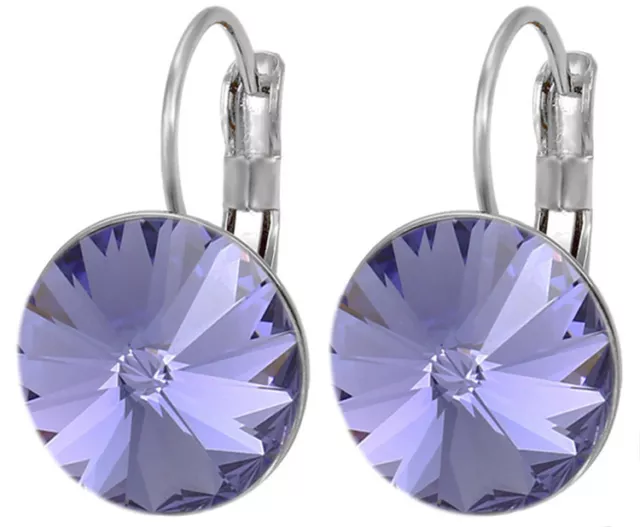 Women Round Large LEVER BACK Bella Earrings made with SWAROVSKI crystal 2