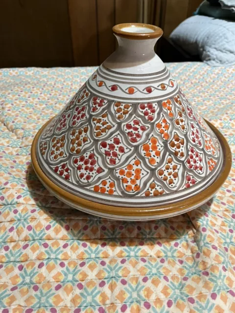 Handmade, Hand-painted Classic Red Ceramic 10" Tagine Cooking Pot