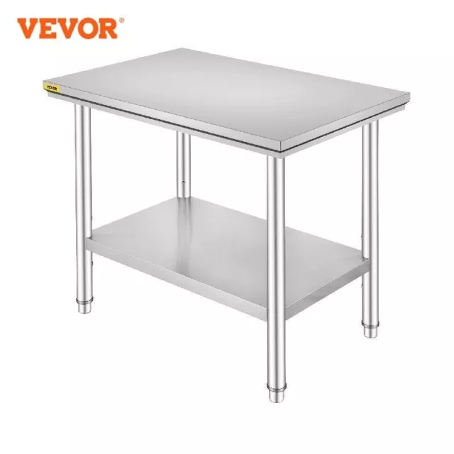 KITCHEN WORK BENCH Catering Table Worktable with Undershelf Stainless ...