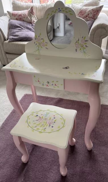 Fantasy Fields Childrens Play Wooden Vanity Dressing Table, Stool Set & Mirror