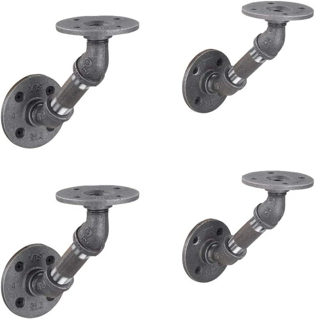 Pipe Shelf Brackets, Industrial Angled Bracket for Rustic Floating Shelves,Iron