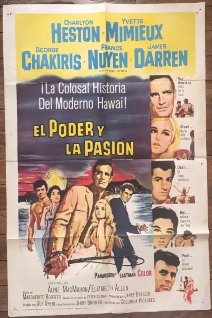 Charlton Heston,Yvette Mimieux George Chakiris Diamond Head movie poster 2347