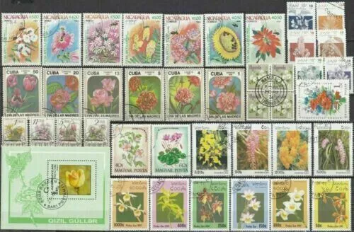 Blumen Lot mit Marken und Block zum Thema flower fleur Flor цветок D530