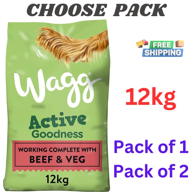 WAGG DOG FOOD Worker Meaty Goodness 12kg 16kg Treats Cookies Tasty Bones Puppy 26.99 PicClick UK