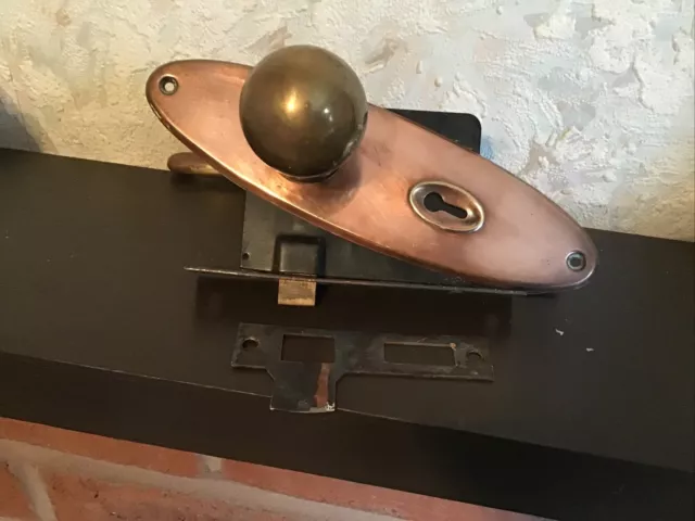 Vintage Brass Door Knobs Handles Brass Plates Old Art Deco Copper Plated Antique