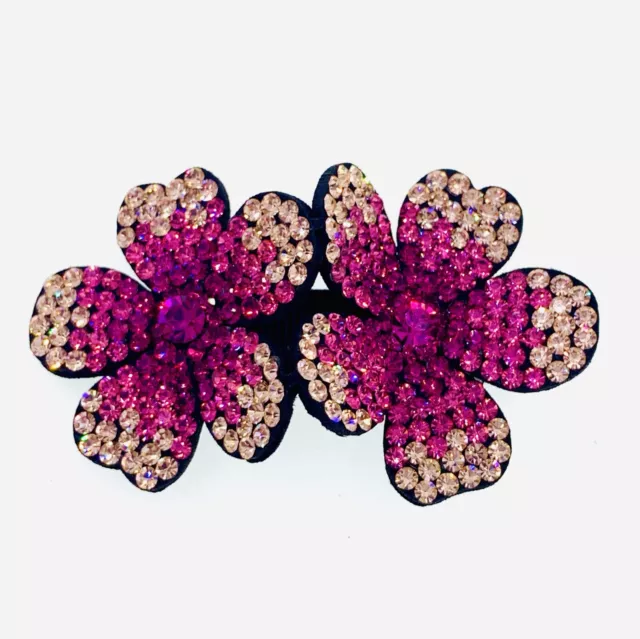 HANDMADE FLOWER Hair Clip Hairpin use Swarovski Crystal Elegant Pink Brown L19