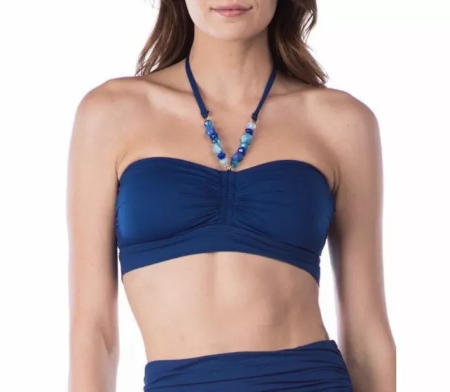 Lauren Ralph Lauren Women's Solid Beaded Halter Bikini Top - Indigo - Size 6
