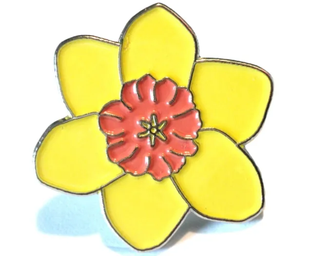Yellow Daffodil National Flower of Wales Welsh Symbol Metal Badge St Davids Day