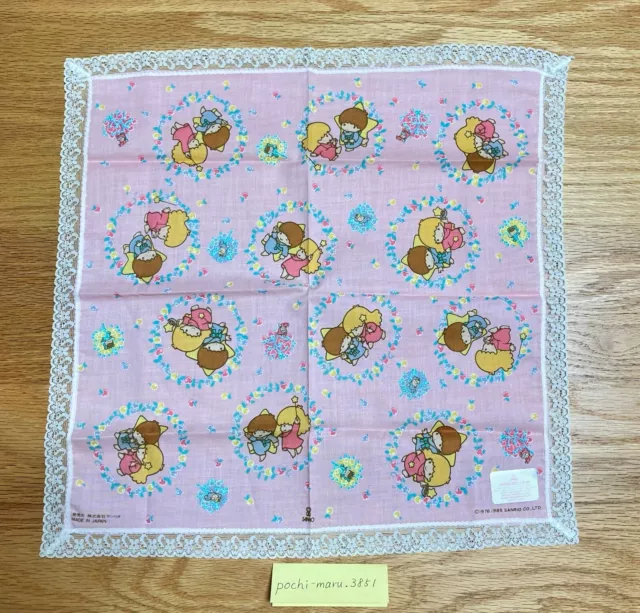 Vintage SANRIO 1985 Little Twin Stars Handkerchief 100% Cotton 34x34 cm Rare