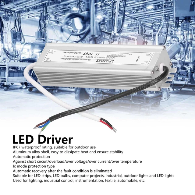 BERM LED Driver Electronic 50W Power Supply Transformer Adapter LPV‑50‑12 DC12V