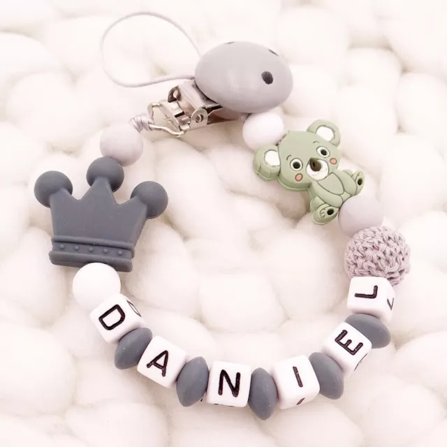 Dummy Clips Personalized Silicone Pacifier Holder Soother Chain Baby Shower Gift