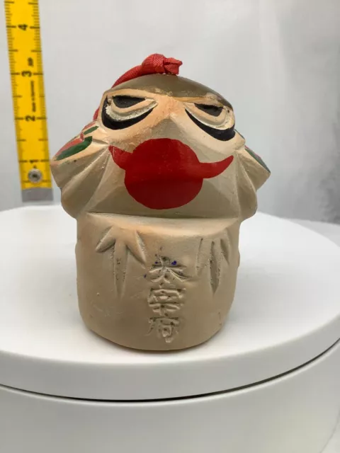 Japanese Clay Bell Ceramic Dorei Asian Antiques peregrineDazaifu2.3x2.3x2.9inch