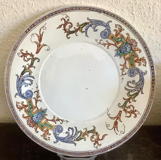 Grand plat en faïence de Gien - décor Renaissance fond blanc