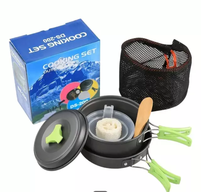 Camping Kochgeschirr Set 1-2 Personen Campingkocher für Outdoor Picknick Wandern 2