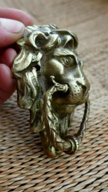 Vintage Solid Brass Lion Head Pull Ring Handle Knob Project Door Drawer Chair BB